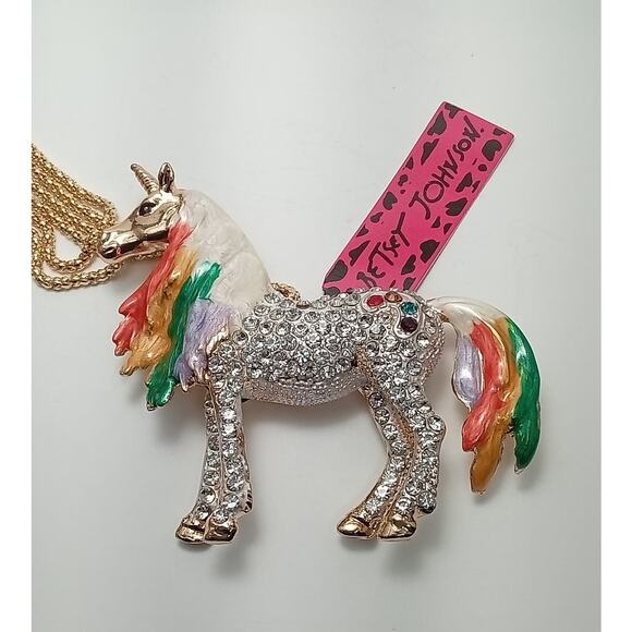 Crystal Rainbow Unicorn Necklace/Brooch - Picture 2 of 10